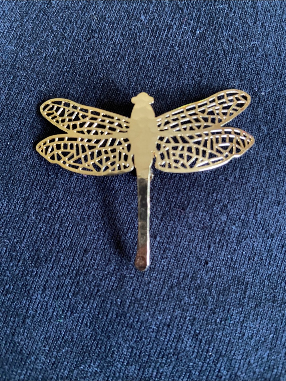 Gold Dragonfly Brooch - Cutout Wing Design